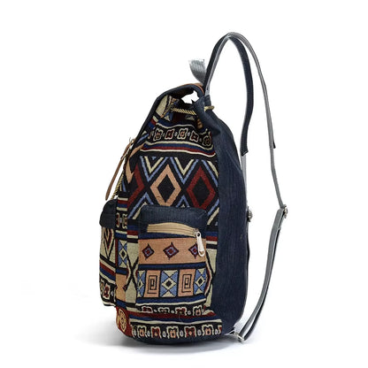 High Quality Women Canvas Vintage Backpack Ethnic Backpacks Bohemian Backpack Schoolbag Rugzak Back Pack Bag Pack Rucksack